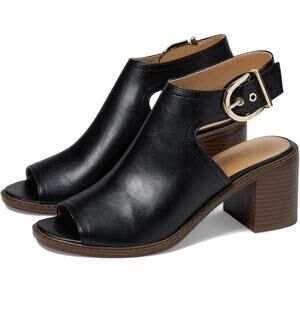 NEW Tommy Hilfiger Women's Fineya Sandal Black Leather Heeled Sandals Size 9M